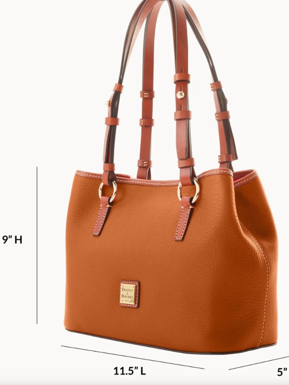 New! Dooney & Bourke Pebble Grain Small Brianna with Pouch in Caramel